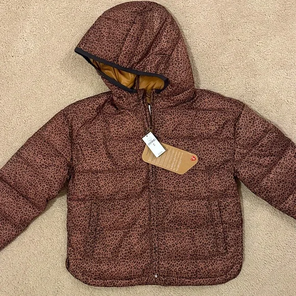 NWT Gap Kids Leopard Puffer Jacket Size M - Picture 1 of 2